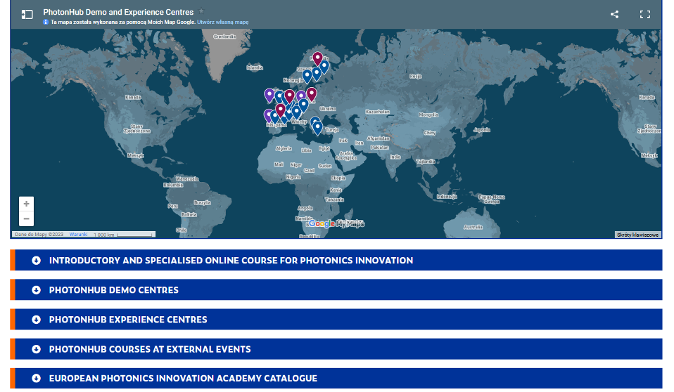 zrzut ekrany ze strony PhotonHub Europę