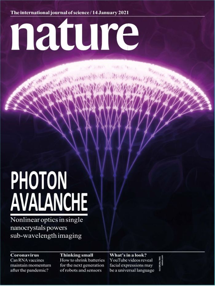 Cover of Nature Magazine highlighting photon avalanche