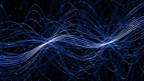 Grafika przedstawiająca naukowca w kitlu trzymającego kolby z niebieską i czerwoną cieczą